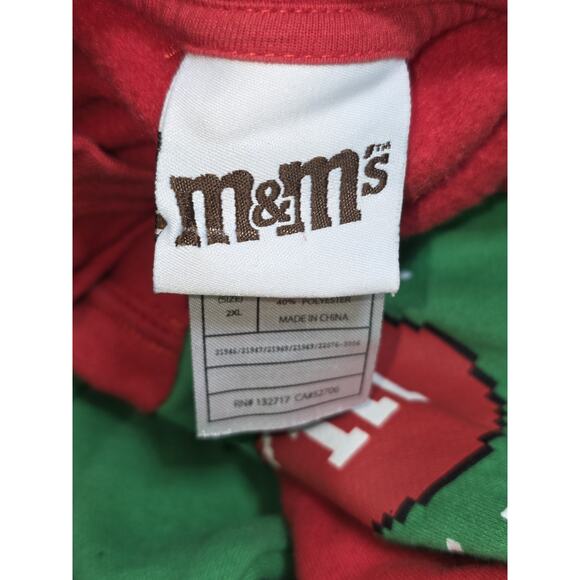 M&M Christmas Face Fleece Red and Green Sweatshirt Pullover Long Sleeve Women - Picture 5 of 8